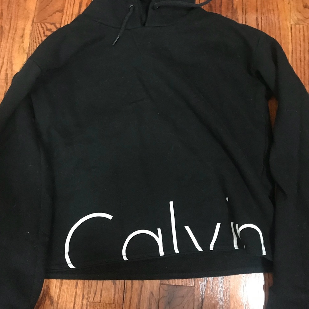 Black Calvin Klein Cropped Hooded Sweater